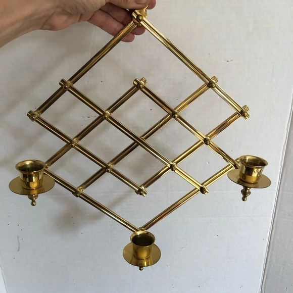 Accordion Style Brass  Candle Wall Sconce - Picture 4 of 6